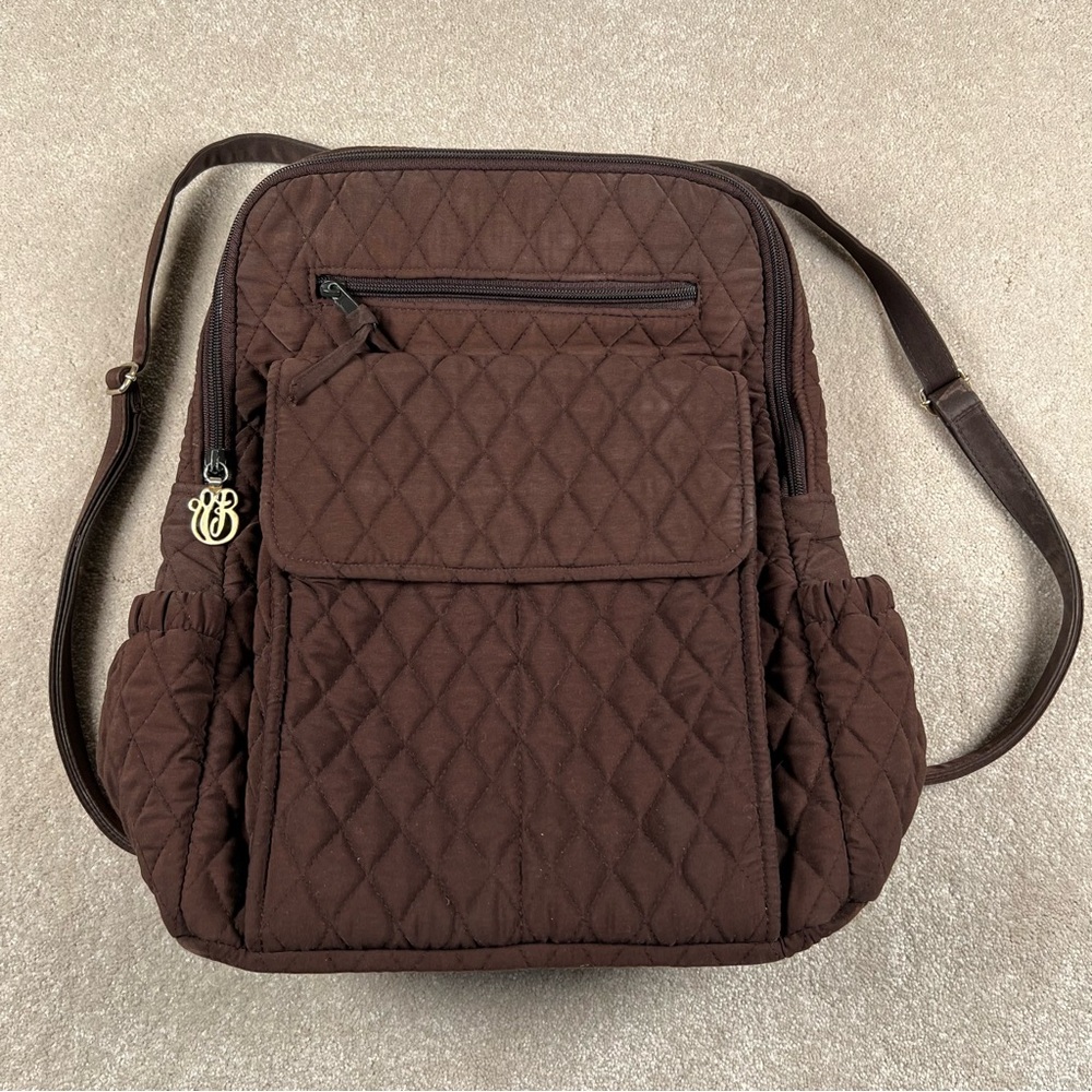 Vera Bradley BackPack Quilted Brown Essential Classic Cotton School Casual